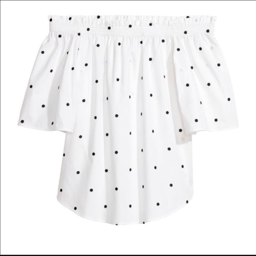 H&M off the shoulder polka dot top